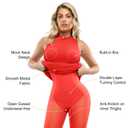 Popilush Shapewear Dress Built in Bra - Maxi Bodycon Dresses Mock Neck Sleeveless Summer Dress for Women Red