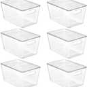 Vtopmart 6 Pack Clear Stackable Storage Bins with Lids, Large Plastic Containers with Handle for Pantry Organizer and Storage,Perfect for Bathroom,Cabinet,Kitchen,Fridge,Closet Organization