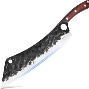 XYJ 12 Inch Long BBQ Knife Set Full Tang Brisket Turkey Meat Chopping Slicing Knife Razor Sharp Stainless Steel Blade Non-stick Effort Saving Finger Control Chef Knives With Whetstone