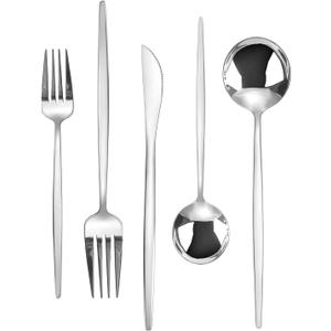Silverware Set, KassKa 40 Pieces Flatware Cutlery Set, Stainless Steel Utensils Set Spoon Fork Knives Set for Home Restaurant and Kitchen, Mirror Polished Finished, Service for 8