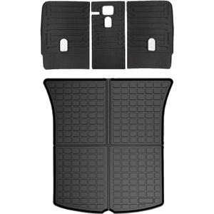 Cargo Liners with Backrest Mats, 3D All Weather Tech Waterproof Rear Cargo Trunk Tray Floor Mat Second Row Seat Back Cover Accessories Compatible with 2020-2024 2025 Model Y 5-SeatNot for Juniper