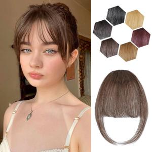 Clip in bangs Real Human Hair Wispy Bangs 100% Human Hair for Women Bangs Hair Clip Fake Bangs Hair Pieces For Daily WearBrown
