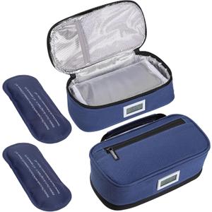 Insulin Cooler Travel Case with 2 x 90g TSA Approved Ice Packs Insulated Diabetic Medication Bag for Insulin Pens & Supplies Compact & Waterproof for Daily Use & Travel