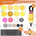 Soulchen 12 Sets Back to School Pencil Ornament Kit, Pencil Yellow | Hanging Decor, DIY Button Craft Kit, Ribbon Leaves Mesh Bow, Spring Party Supplies, Classroom Bulletin Board Home