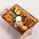 Extra Large Bamboo Cutting Board Set Over Sink Nice Solid Thick Wood Juice Groove Chopping Board Big Best Hardwood Counter Organic Vegetable Kitchen Gadgets Apartment Essentials(17.5" x 12" x 0.8")