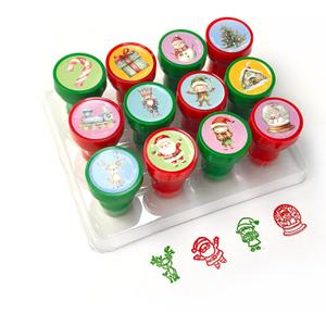 TINYMILLS 12 Pcs Rustic Christmas Stamper Kit  Cute Vintage Self-Inking Holiday Stamp Set with Santa, Elf & Snowman Designs, Fun Christmas Party Favors, Classroom Rewards, Stocking Stuffers