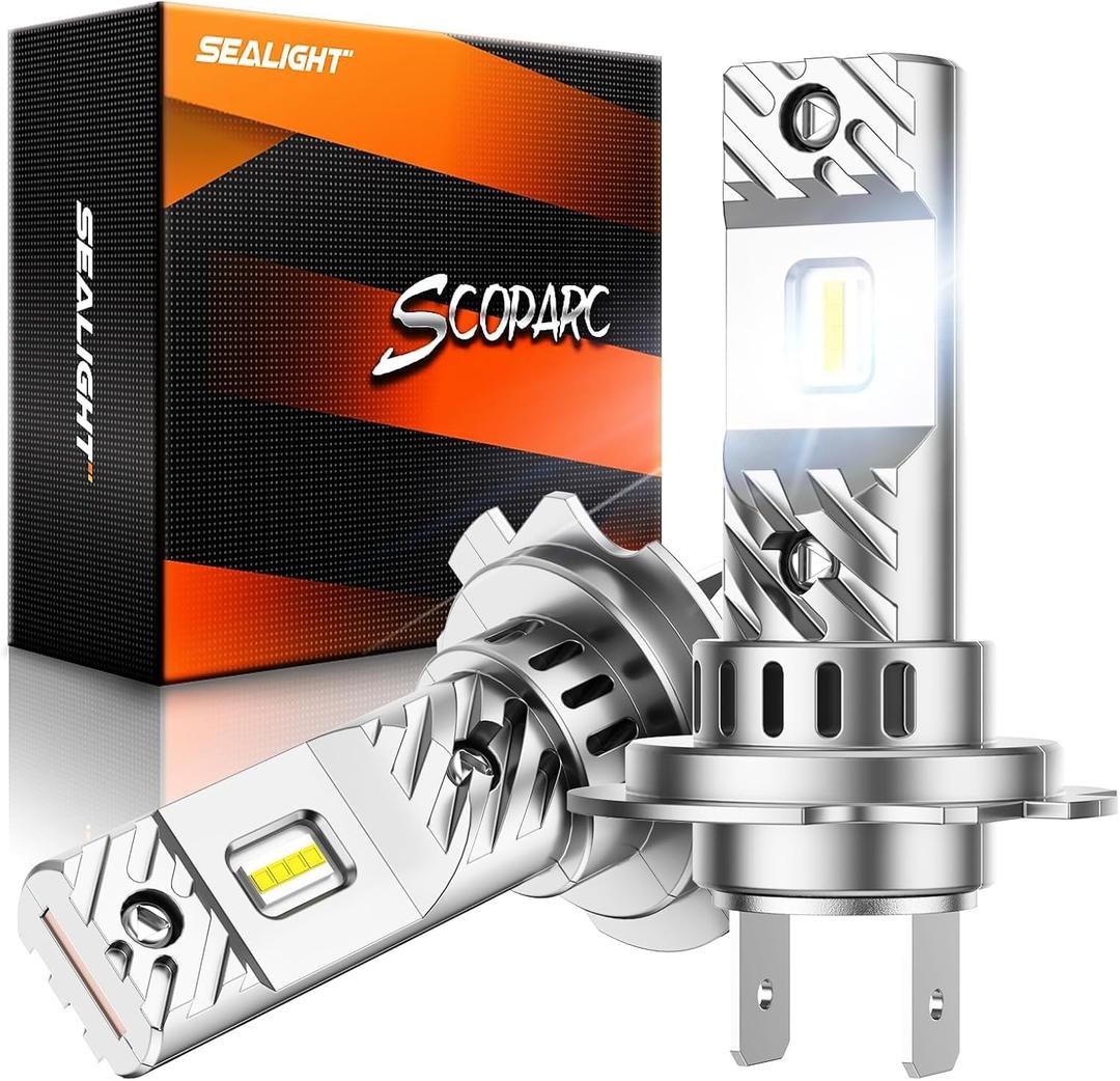 SEALIGHT H7 Bulbs 1:1 Design, 36000LM Ultra-Bright S6 H7 Dual Bulbs No Adapter Required No Cordless, 6500K White Light, 60000+Long Lifespan, Plug-N-Play, Driving Fog Spot Light Assemblies, Pack of 2