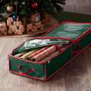 3 x ZOBER Gift Wrapping Paper Organizer Storage - 40" Gift Wrap Storage Containers with Interior Pockets for Bows, Tags & Ribbons - Wrapping Paper Holder, Waterproof, Fits 24 Standard Rolls, Green