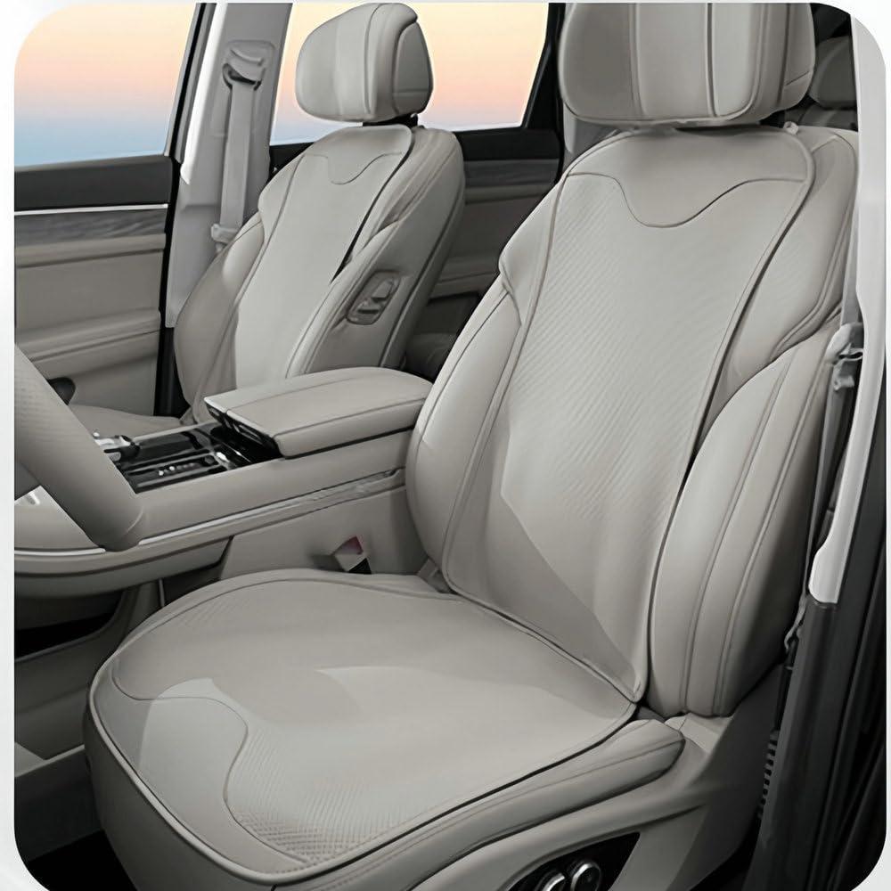 Customized Car Seat Cushion All Weather Breathable Non Slip Car Seat Covers Luxury Nappa Leather Seat Covers Compatible with Audi BMW Mercedes Benz All Models (Napa Leather-Grey)