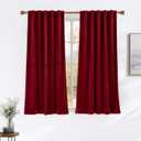 NICETOWN Red Short Velvet Curtains & Drapes for Cafe, Room Darkening Curtains 63 inch Length, Sound Reducing Privacy Panels for Home(Set of 2, Rod Pocket & Back Tab, 42" Wide)