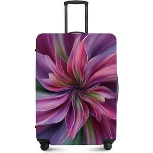 FOREVER QUEEN Pinkish Purple Flower Luggage Cover Suitcase Protector Suitcase Cover Anti-Scratch,Stretchable Bag Cover Washable Durable Polyester