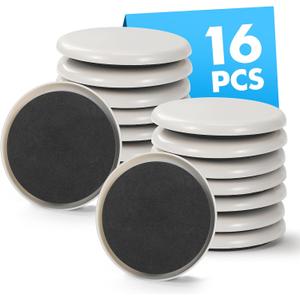 16-Pack Furniture Movers Sliders for Carpet & Hardwood Floors, Save 80% Effort Safely and Easily, The Glide Tool Set for Heavy Furniture and Appliances, Reusable Moving Pads (16 Plastic 3.5" Sliders)