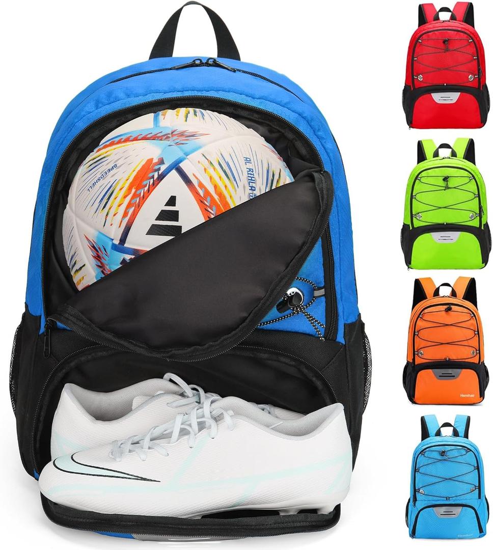 Youth Soccer Bag-Soccer Backpack&Backpack for Football Basketball,with Ball Compartment Separate Cleat Package (DeepBlue)