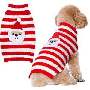 Dog Christmas Sweater Striped Santa Claus Sweaters Clothes Warm Holiday Outfit Soft Christmas Pet Clothes for Small Puppy Dogs Cats Bulldog Kitten Chihuahua Bomei