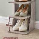 VASAGLE 7-Tier Vertical Shoe Rack, Narrow Shoe Storage Organizer with Hooks, Slim Corner Tower Shelf, Space-Saving for Entryway and Bedroom, Heather Greige ULBS200L01