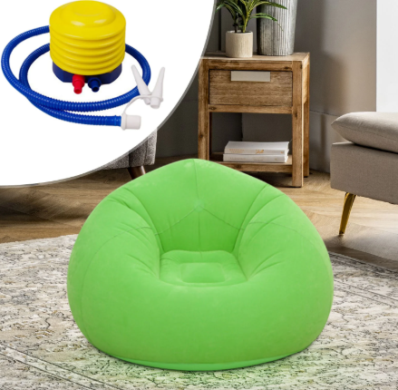 STARBRILLIANT Lazy Inflatable Sofa with Air Pump, Foldable Lounge Chair, Single Person Plush Sofa, Inflatable Outdoor Study Chair,43x43x43 (Khaki)