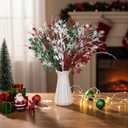 24 Pcs Artificial Christmas Berry Stem Picks Star Picks Faux Floral Berry Spray Branches Christmas Table Centerpiece Home Office Vase Filler Decoration (Red,White,Green)
