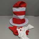 Top Hat Cat Costume Kit Accessory for Adults Red and White Striped Stovepipe Hat Gloves Bow Tie for Halloween Props