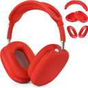 Case for Airpods Max Headphones, Ear Pad Cases Cover/Ear Cups Cover/Headband Cover for AirPods Max (USB-C/Lightning)(2024/2020), Silicone for Airpod Max, Accessories Cass(Red)