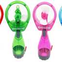 Pack of 4 Water Spray Mist Bottle Fan Portable Handheld Fan Mister AA Battery Operated- Color Mixed Randomly, Assorted