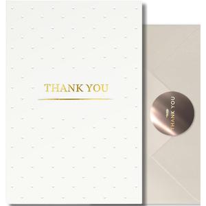 RUN2PRINT Luxury Thank You Cards with Envelopes & Gold Foil Stickers - Bulk Pack of 100 Elegant Blank Notes for Wedding, Baby Shower, Business, Graduation (White)