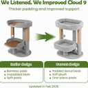 Cat Tree for Indoor Cats, 2-Tier Cat Tower with Padded Donut Beds, Stable Structure, Sisal Scratching Posts & Hanging Ball Toy, Modern Cat Furniture (Light Grey)
