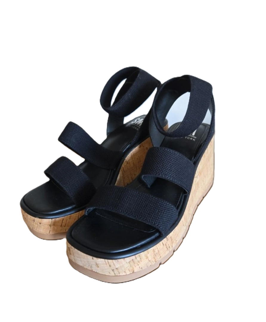 SM New York Wedge Heel Sandals Black 10