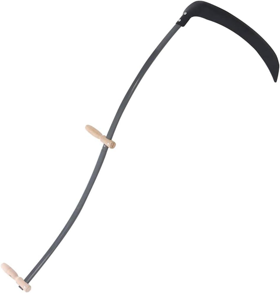 vidaXL Scythe with Grinding Stone - 57.1" Garden Tool with Steel Blade and Wooden Grips for Efficient Grass and Weed Cutting