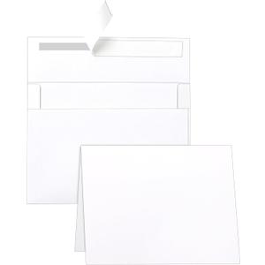 White Blank Greeting Cards with Envelopes 5 x 7 Heavyweight Folded White Cardstock and A7 Envelopes Printable Self-Seal 20 Packs for Wedding Invitations, Birthday, Thank You Cards, Mailing
