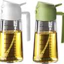 TrendPlain 16oz/470ml Glass Olive Oil Sprayer for Cooking – 2 in 1 Olive Oil Dispenser Bottle for Kitchen Gadgets and Air Fryer Accessories, Salad, BBQ - White & Green