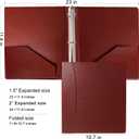 Vintage Faux Leather 3-Ring Binder, 2-Inch Spine, Round Ring, Fits Letter Size 8.5" x 11" Paper, Built-in Interior Pockets, Professional Document Binder (Red, 2 Inch)