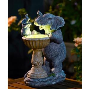 Nacome Solar Elephant Birdbath Garden Statues for Decor: Outdoor Sculpture for Outside Ornament Yard Art Lawn Porch Patio Balcony - Birthday Gifts Choice for Women Mom Grandma Lover