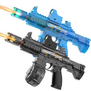 2 Pack Electric Water Gun for Kids Adults,2026 New Transparent Water Blaster Squirt Guns with Flashing Light,Range up to 28FT, Summer Outdoor Toy for Swimming Pool Beach Party(Grey Blue)