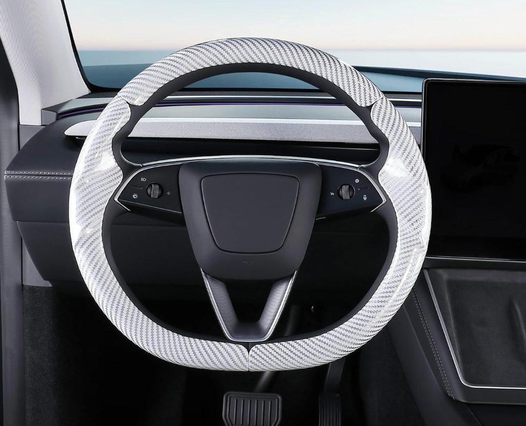 Steering Wheel Cover for Tesla Model 3 Highland(2024-Present)/ Model Y Juniper(2025-Present),Anti-Slip,Comfortable Grip,Breathable,Customized for Tesla Model 3/Y Accessories,Bright White