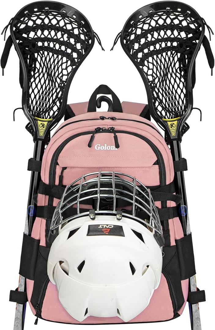 Goloni Lacrosse Bag, Youth & Adult Lacrosse Backpack with Tow Stick Holder and Shoes Compartment,Field Hockey Bag for Boys & Girls