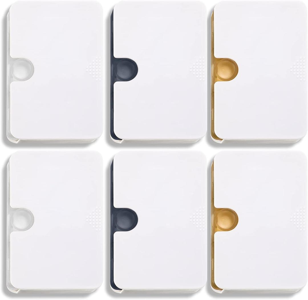 Patelai 6 Pieces Travel Pill Organizer 6 Compartments Portable Pill Case for Pocket Purse Small Drawer Type Medicine Box Vitamin Holder Container with Locking Hole for Elderly Cod Liver Oil 3 Colors