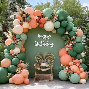 Sage Green Peach Balloon Arch, Double Stuffed Dusty Green Pastel Orange Blush Nude Matte Balloon Garland Kit for Baby Shower Birthday Bridal Wedding Easter Party Decoration
