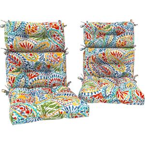DYTXIII Outdoor High Back Chair Cushions Set of 2, Water Repellent Tufted Rocking Seat Cushions Replacement 44 x 22 Inch, Seat & Back Chair Pads for Patio, Balcony and Indoor Use -Paisley Multi