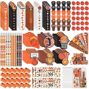 216Pcs Basketball Stationery basketball Theme Gifts Birthday Supplies Team Gift Goodie Bags Stuffer Pencils Classroom games Rewards School Office Supplies basketball
