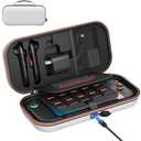 [Charge inside] Carrying Case for Nintendo Switch 2 2025 / Switch OLED / Switch with Adapter and Joy-Con Storage, Travel Case for Switch 2 Console with 22 Game Card Storage (White)