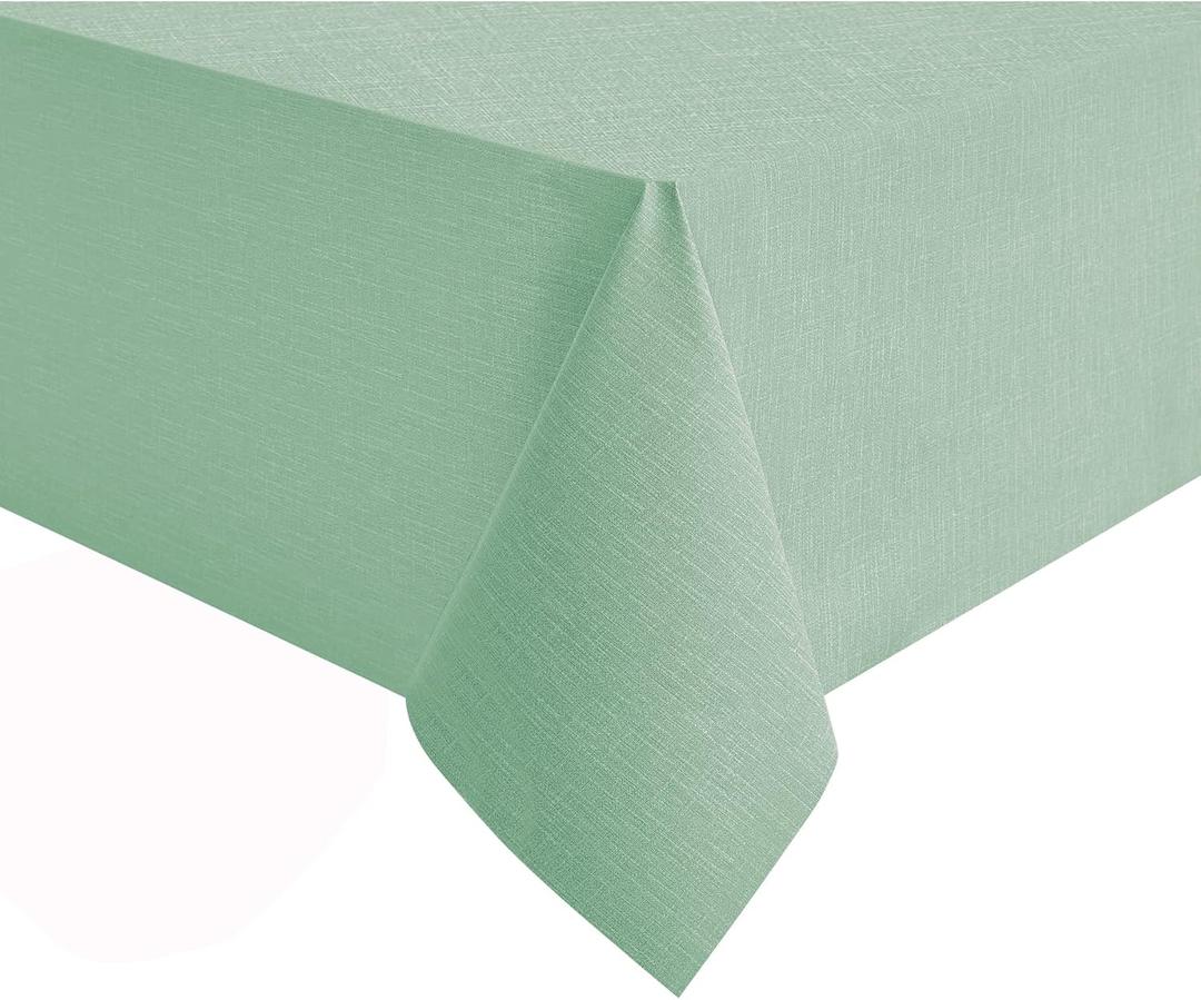 NLMUVW 52 Inch Square Vinyl Tablecloth, Heavy Duty Small PVC Table Cover 100% Waterproof Wipe Clean Table Cloth for Kitchen Dining Picnic, Sage Green, 52 x 52 inch