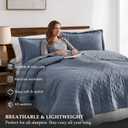 WDCOZY 100% Cotton Quilt Oversized King Size Bedspread, Pre-Washed 3-Piece Lightweight Soft Coverlet Set with 2 Pillow Shams, Modern Neutral Design Design All Season Bedding Set, Dusty Blue