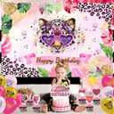 Cheetah Print Birthday Decorations, Cheetah Girl Happy Birthday Decorations Backdrop Banner Cake Topper, Cheetah Print Balloons Leopard for Safari Jungle Animal Cheetah Supplies