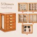 Clasin Home 5 Layer Jewelry Box 360 Rotating, Large Jewelry Organizer for Women with Glass Window for Ring Earrings Necklace Bracelet, Durable Solid Wooden Jewellery Box Vintage Style for Gifts