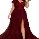 Women's Plus Size Wedding Guest Long Dress One Shoulder Summer Maxi Elegant Evening Party Cocktail Gown for Bridesmaid Prom Wine Red XL