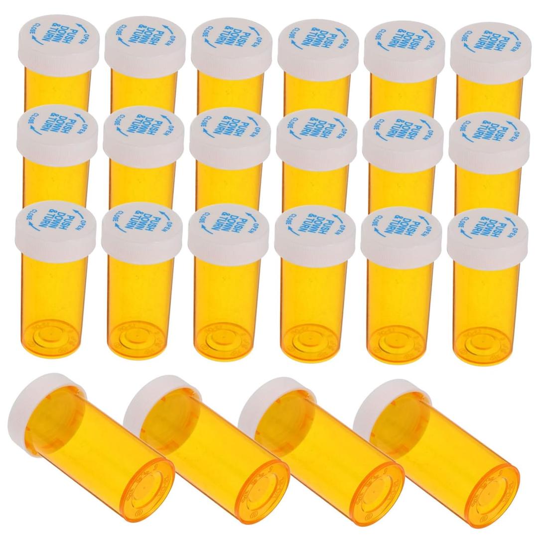 Portable Pill Bottle 25pcs Set Mini Medicine Dispenser for Travel Empty Travel Pill Container Child-Proof Cap