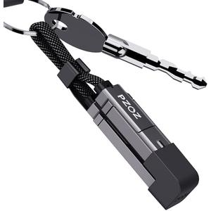 pzoz Multi Charging Cable Keychain Charger Cable with LED Display, 4-in-1 Multi USB C Fast Charging Combo Lightning/Type C/USB A/USBC for iPhone iPad MacBook AirPods Samsung Google (60W, 7.3 inchs)