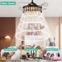 48" Dimmable Black Fandelier Ceiling Fans with Lights and Remote Modern Retractable Blade Chandelier Fan Ceiling Lighting Fan Kit for Bedroom Dinning Room Living Room