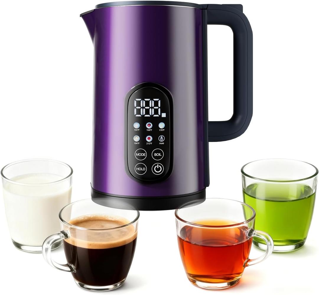 Tisanio Electric Kettle with Temperature Control, 1.7LCordless Kettle with 5 Presets, 2H Keep Warm,304 Stainless Steel, BPA-Free, for Tea, Coffee &Baby Formula,Purple