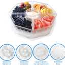 Rotating Serving Tray with Lid with 5 Removable Compartment, Plastic Chilled Veggie Platter,Cold Food Buffet Server for Fruit, Vegetable, Appetizer, Shrimp,Clear Organizer Tray Platter